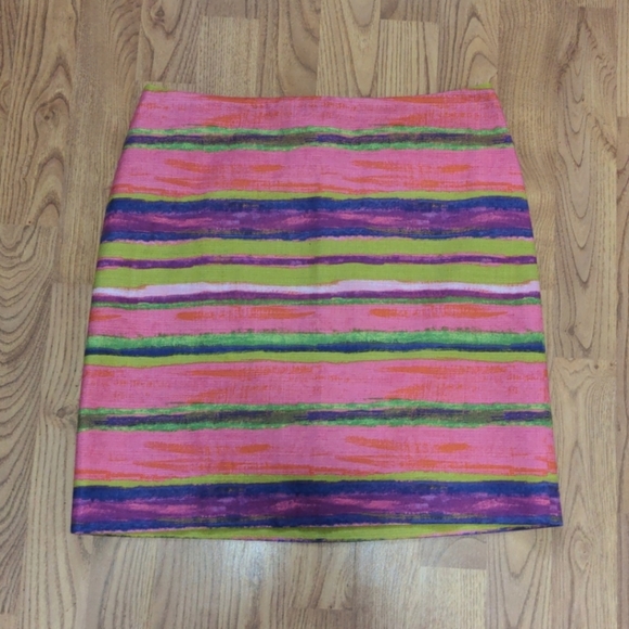 Ann Taylor Striped exposed zipper skirt - Picture 1 of 8